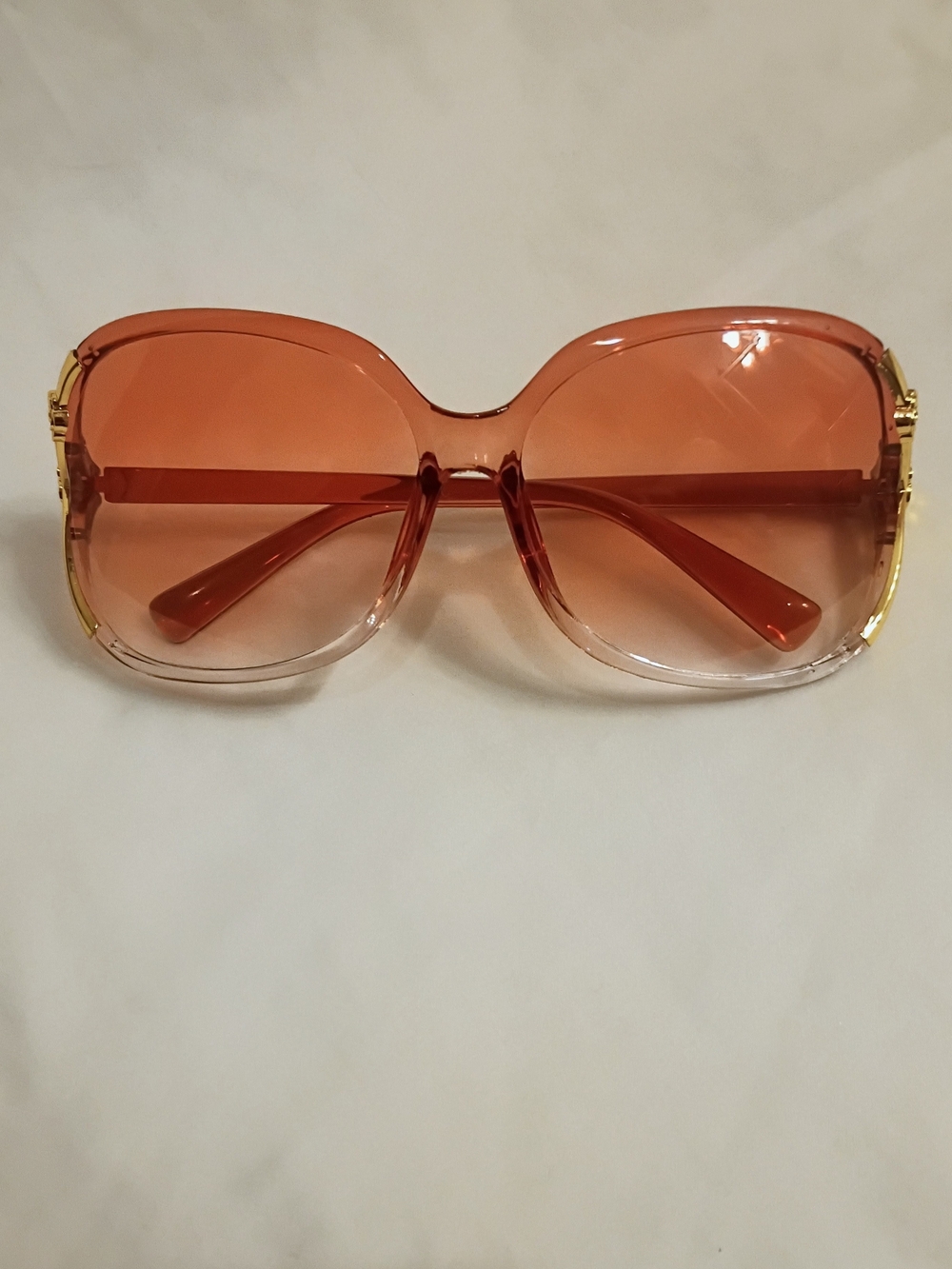 Women's Oversized Gradient Orange Red Sunglasses